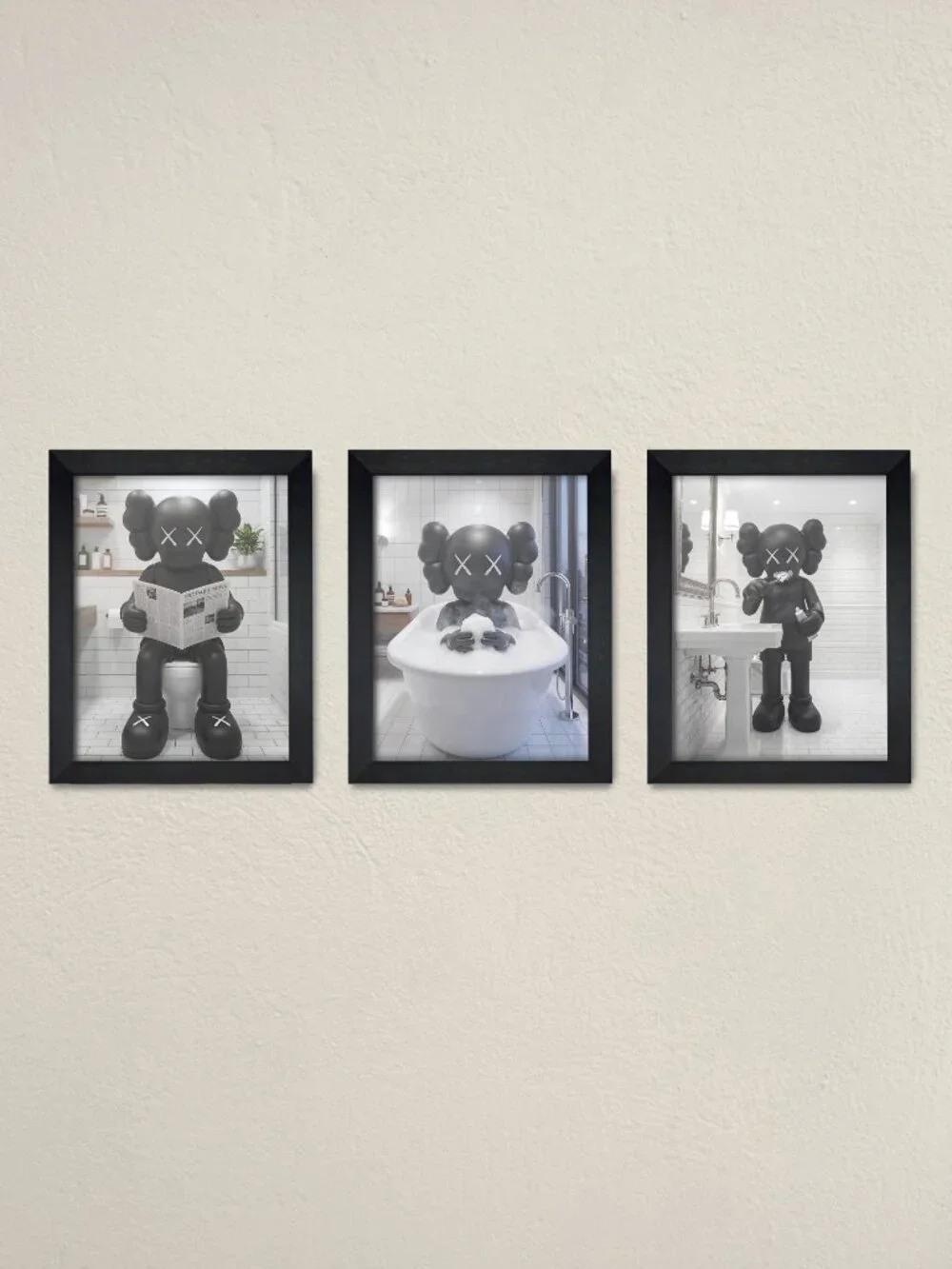 KAWS Framed Bathroom Wall Art